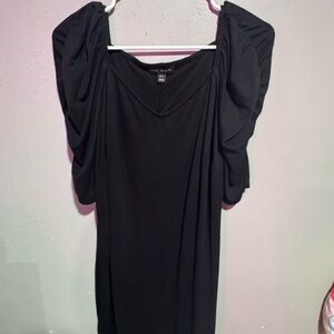 Lane Bryant Black Puff Sleeve V-Neck Sheath Dress